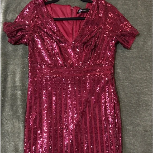 open lace back dress Center of Attention Red Sequin Dress